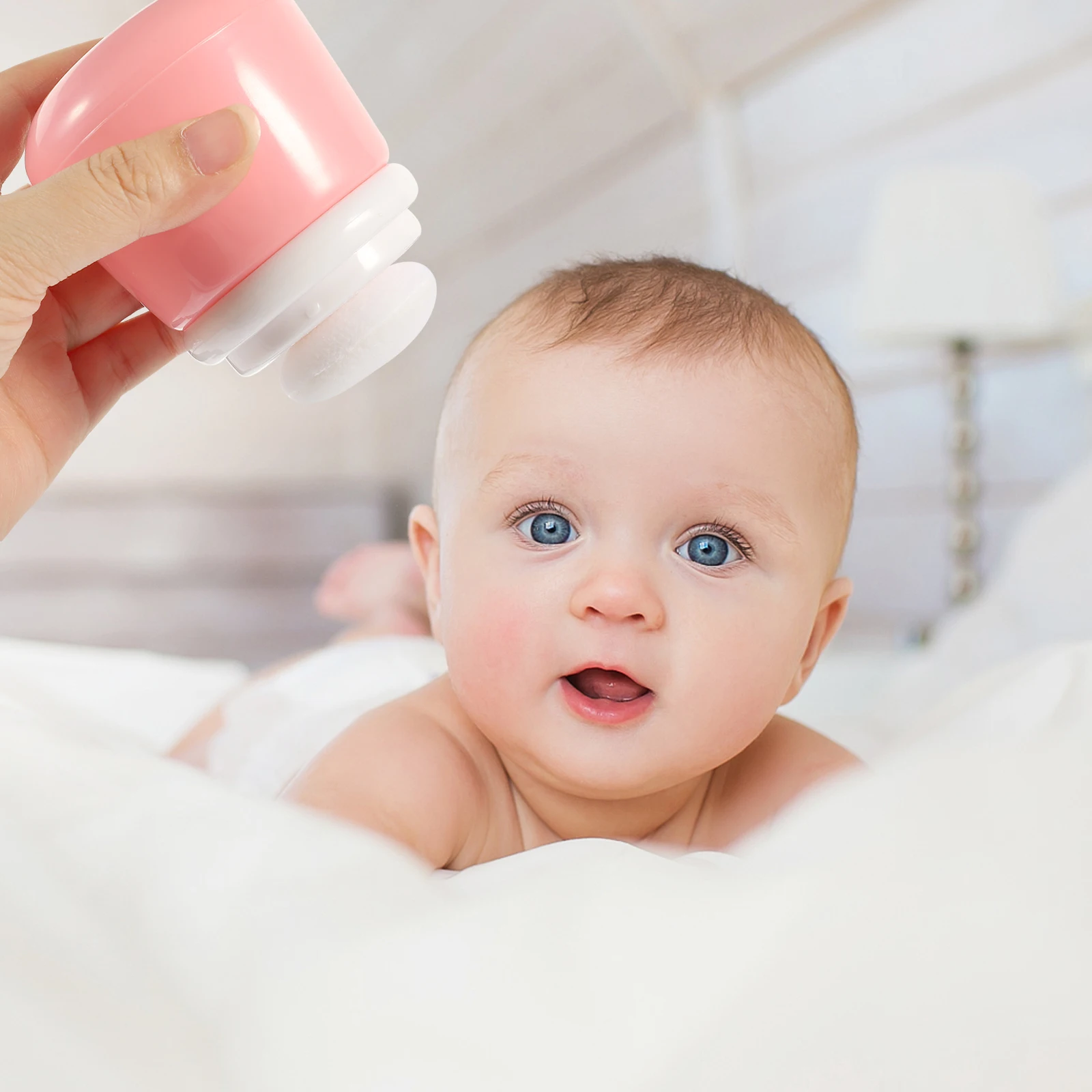 

Baby Puff Box Powder Container Blue Synthetic Sponge Bottle Infants Portable Travel Talcum Powder Dispenser Body Holder Storage