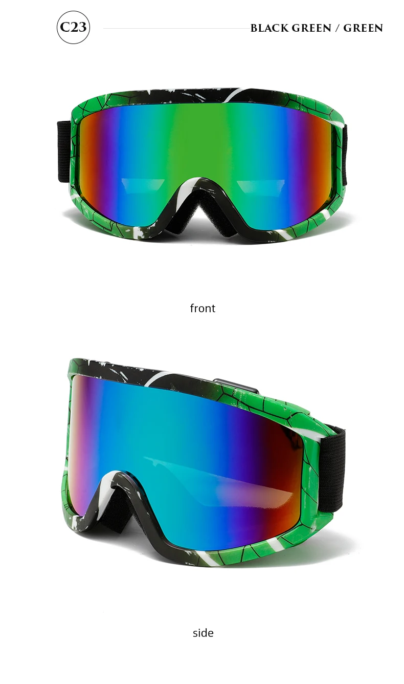 Große Skibrille mit farbigen Gläsern und stoßfesten, blendfreien Gläsern aus Schaumstoff für Outdoor-Sportarten, Snowboarden und Skifahren. – Detail 21