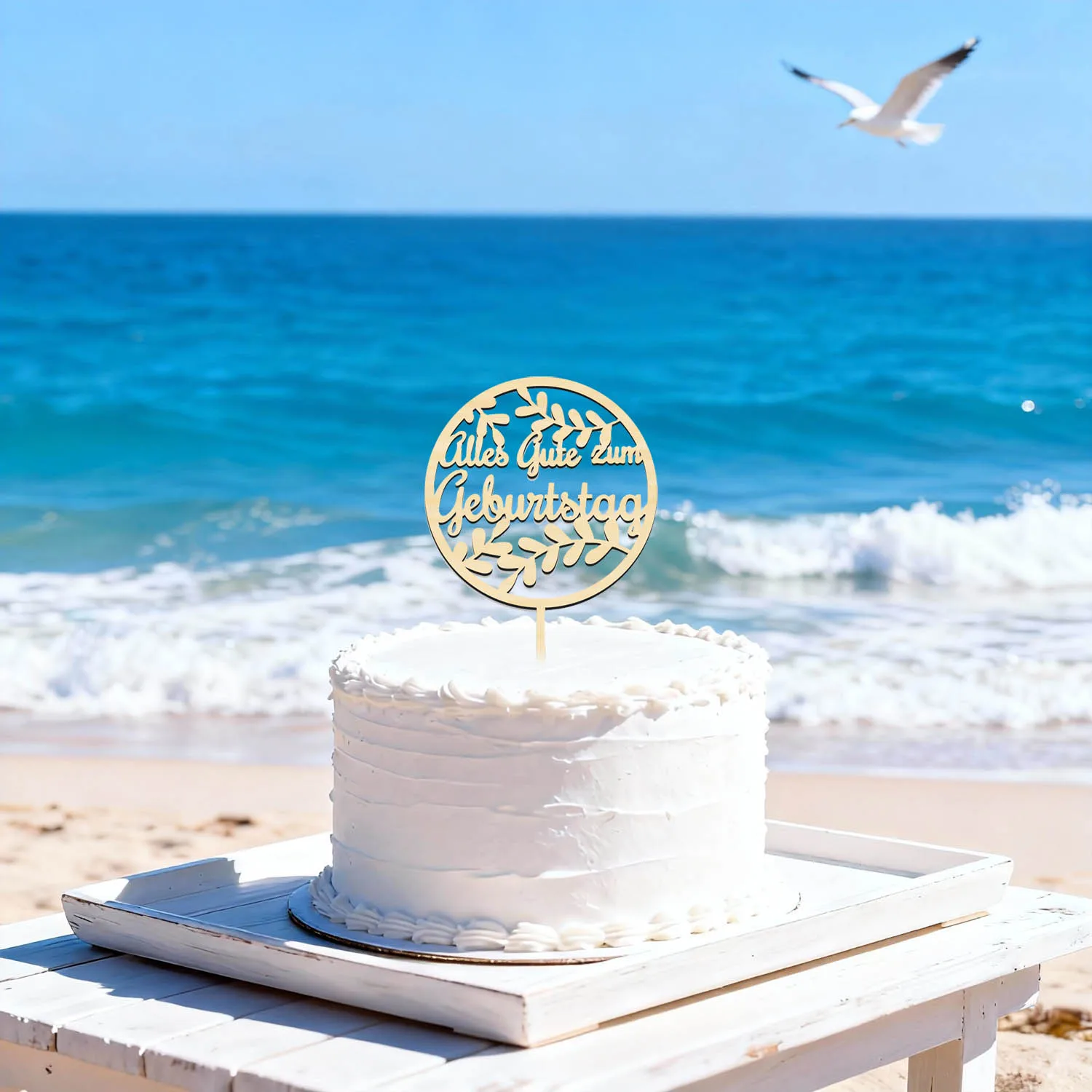 Alles Gute zum Geburtstag Deutscher Happy Birthday-Kuchenaufsatz aus Holz, rund, 10,2 cm, 4 mm, für 5 und 17,8 cm große Kuchendekoration