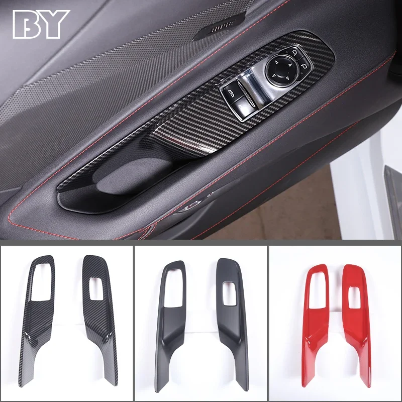 

ABS Car Window Glass Lift Switch Panel Frame Cover Trim Sticker For Chevrolet Corvette C8 2020-2023 Car Accessories