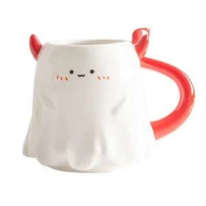 Großer Halloween Devil Ceramic Tasse, Kawaii -Elfen, Porzellan -Teetasse, Halloween -Tassen, entzückende Cartoons, Geist, Geschenk für Kinder, 16oz, 1PC 8 Hauptverkäufe Hexenmecher - №5