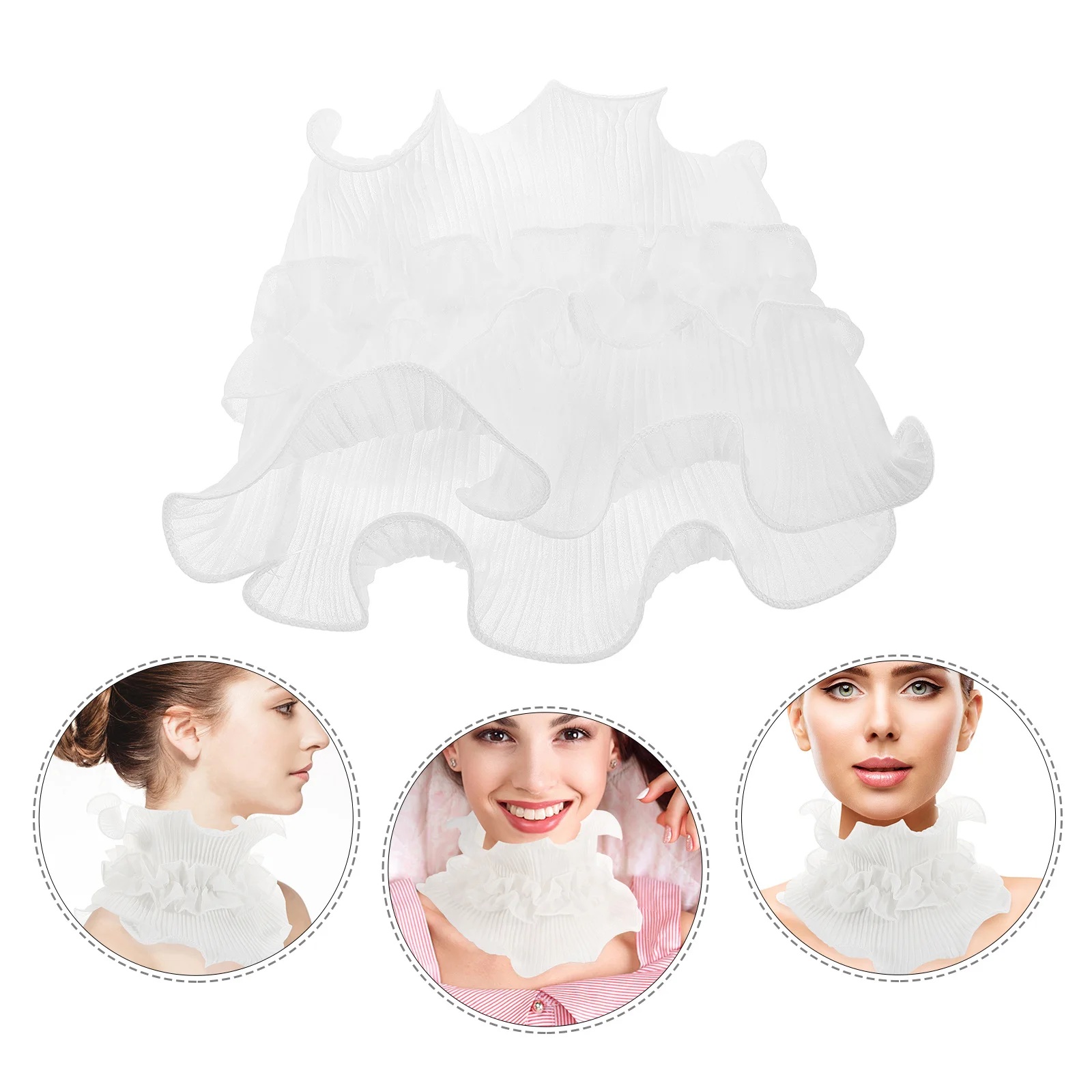 

Detachable Ruffle Neck Collar For Women White Faux Turtleneck Shawl Scarf Layering Piece Knitwear Insert Warm Versatile