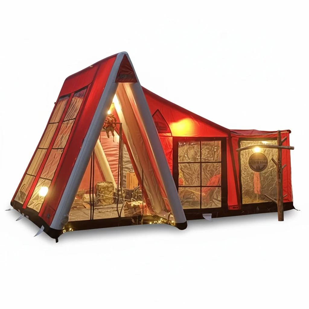 

Inflatable Camping Tent, 4 Season Air Tube Tent, Large Luxury Family Glamping Shelter, Heavy Duty Design For RV Camping