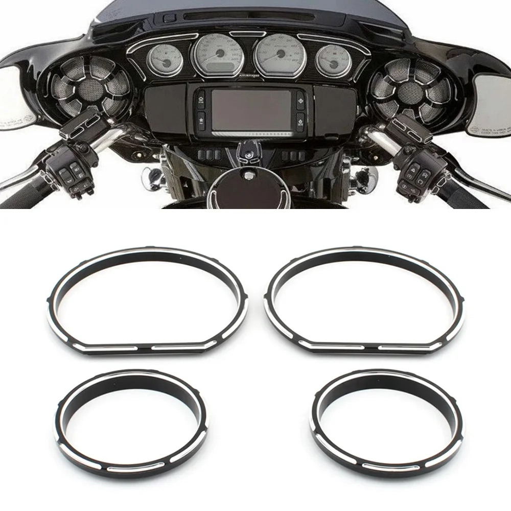 4x Burst Instrument Gauge Bezel Board for Harley Electra Glide Road Glide 2014-2023 Motorcycle Speedometer Trim Ring Cover Black