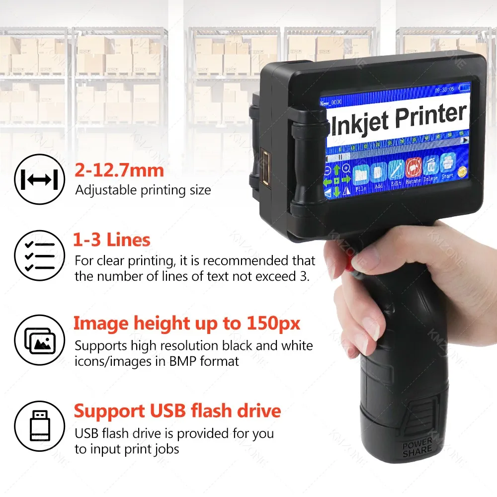 Imagem -05 - Impressora a Jato de Tinta Portátil Portátil Tinta Preta de Secagem Rápida qr Batch Data Number Logo Time Coding Máquina Multilíngue 12.7 mm