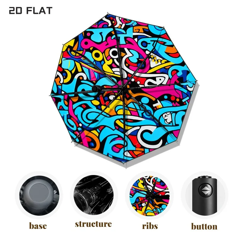 8-bone Foldable Umbrella Automatic Umbrella Sunny Umbrella Interior Printed Fashionable Umbrella