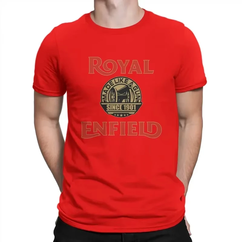 One of British Retro Motorcycles Newest Tops for Men Royal Enfields Biker Round Neck Basic T Shirt Distinctive Cotton Clothing