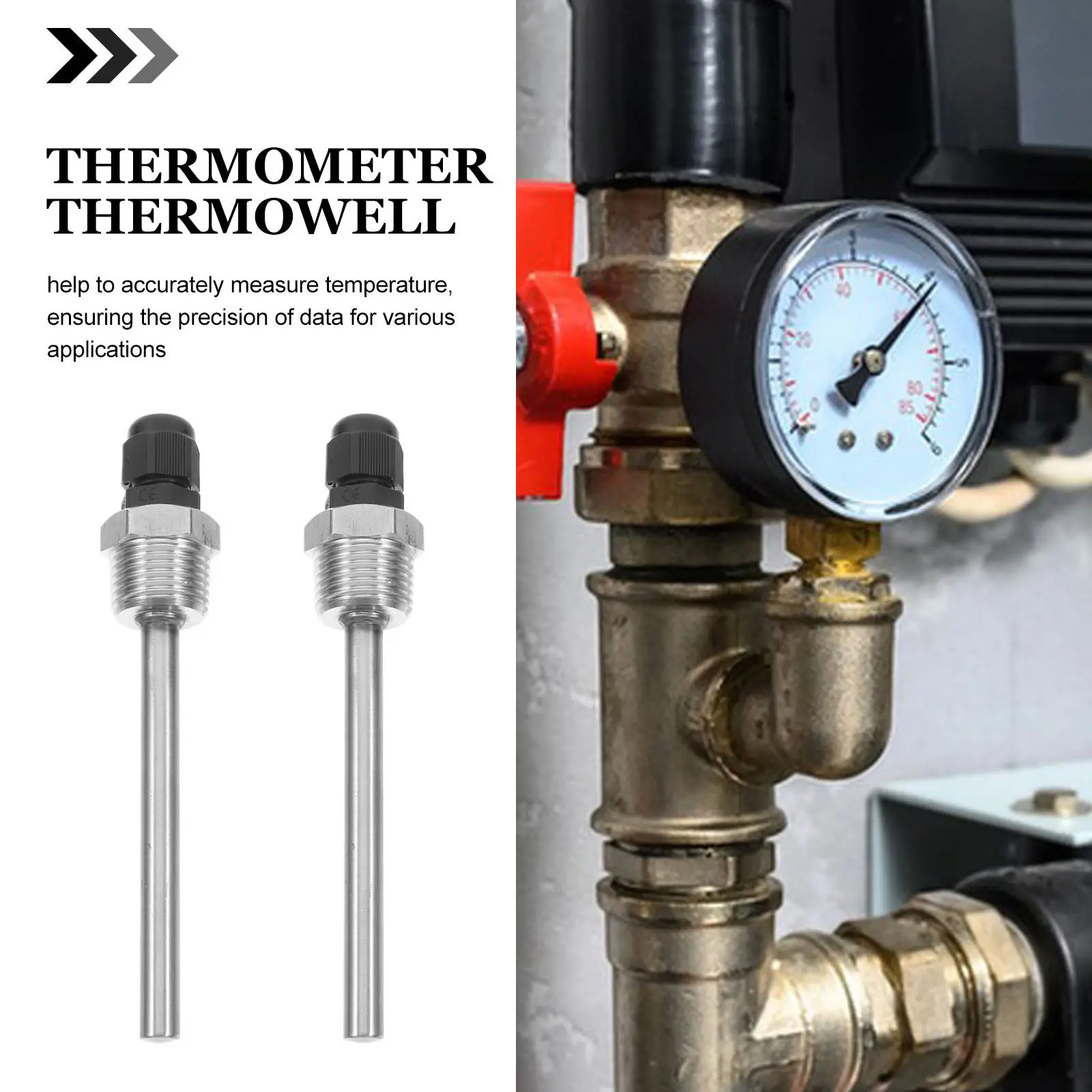 2Pcs Stainless Steel Temperature Sensor Design High Precision Thermocouple for Water Heater Boiler Patio