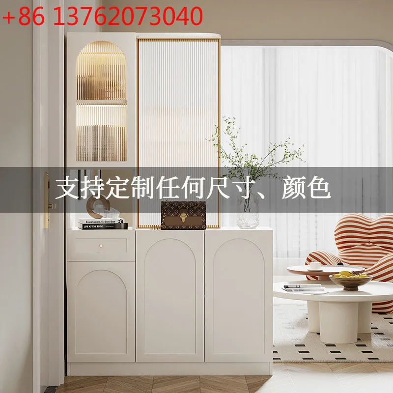 

Cream style entrance door, entrance cabinet, living room partition cabinet, storage Changhong glass screen