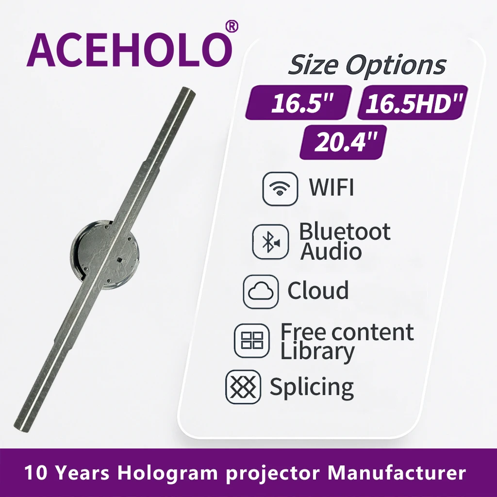 

16,5-дюймовый 3D-голограммный вентилятор, светодиодный рекламный проектор для бизнес-акции, настенное цифровое устройство для вывесок