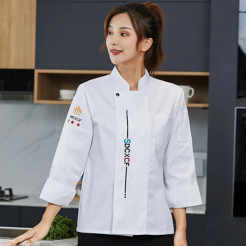 Uniforme de Chef impermeable y a prueba de aceite para hombres y mujeres, manga larga, ropa de otoño e invierno, Hotel, restaurante, cocina, monos de Chef