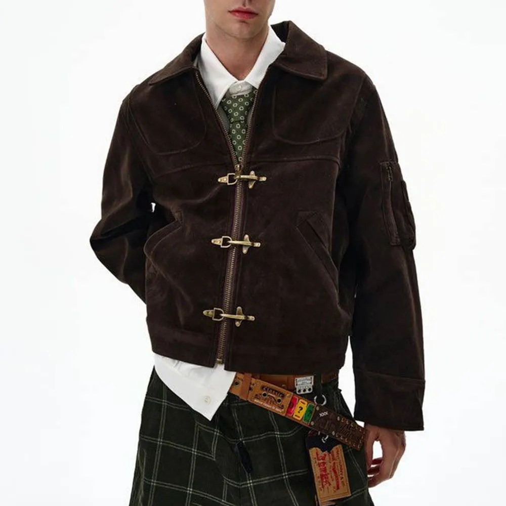 

Мужская осенняя куртка с пуговицами самолета, повседневная куртка с деконструкцией, уличная одежда, модный молодежный топ с длинными рукавами, мужская одежда, новинка 2023 года