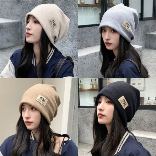 Korean Fashion Letter Knitted Hat For Men Women Baggy Slouchy Beanie Autumn Winter Keep Warm Skullies Cap Hip Hop Bonnet