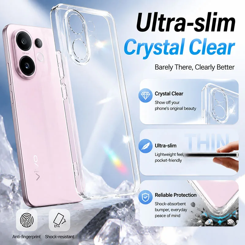 Flexible Durable Phone Cases for VIVO V60 V70 Lite VIVOV60 V60Lite T4 Pro T4Pro Slim Clear TPU Cover Soft Transparent Shield