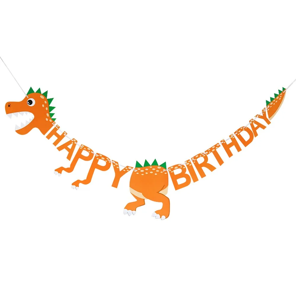 Cartoon Dinosaurier Happy Birthday Banner Dschungel Safari Dino Thema Happy Roar Kinder Jungen Mädchen Geburtstagsparty Girlanden Deko – Detail 9