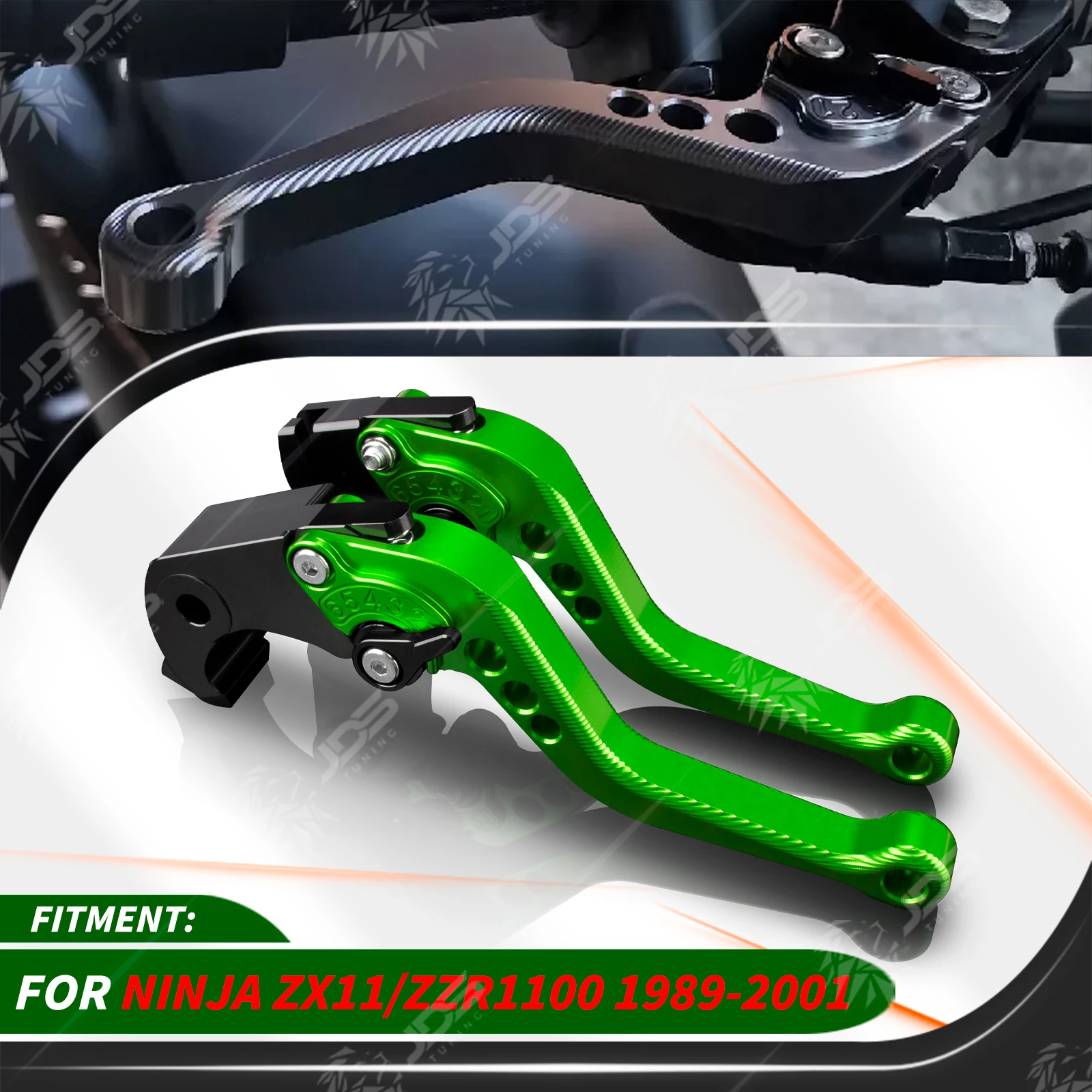 For Kawasaki NINJA ZX11/ZZR1100 1989-2001 Sport Short Brake Lever Set Adjustable Handle Levers Three-Fingers Accessories Parts