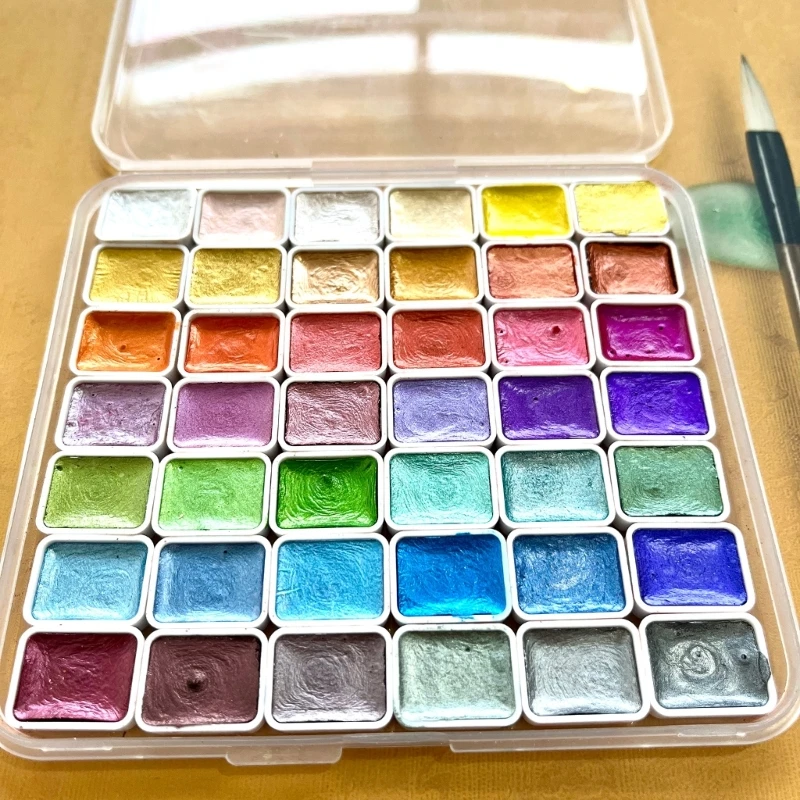 20/42/60 グリッター水彩ペイント固形水彩セット子供初心者絵画用