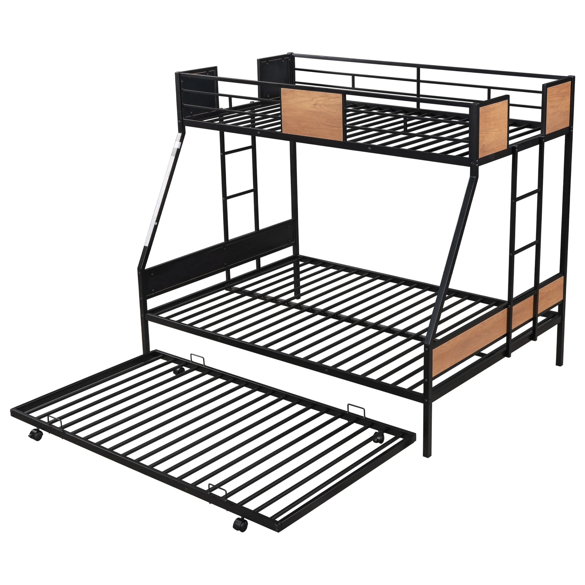 [Flash Sale]Twin Over Full Bunk With Trundle, Sturdy Safe Save Space[US-Stock]