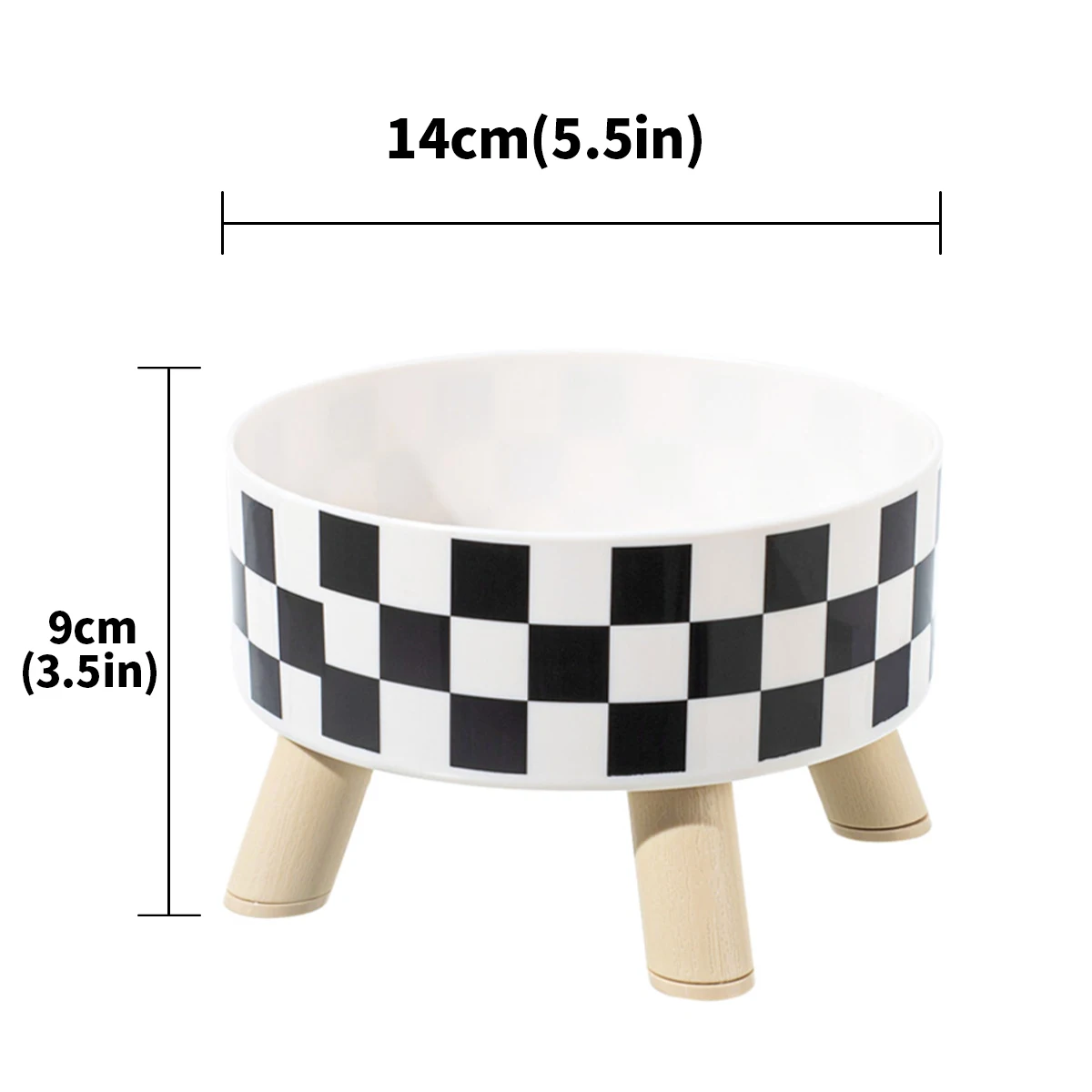 Pet cat and dog plastic bowl with polka dot checkerboard pattern, non-slip and easy to clean
