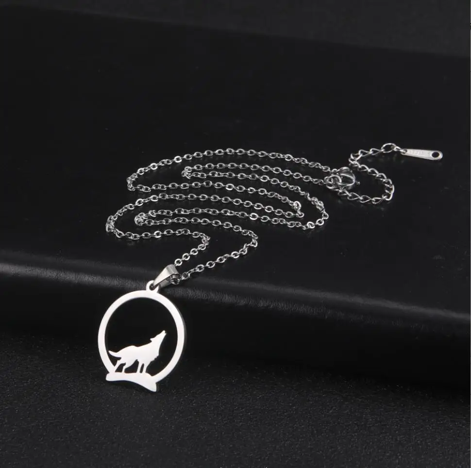 

1PC Howling Wolf Pendant Necklace Women Men Casual Punk Stainless Steel Gold Color Animal Neck Chain Jewelry Gift F1483