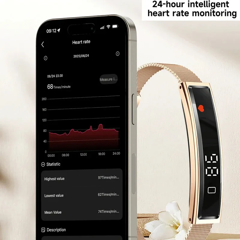 야외 스마트 팔찌 심박수 수면 건강 모니터링 지능형 디스플레이 초박형 손목 밴드 방수 통화 알림 여성용