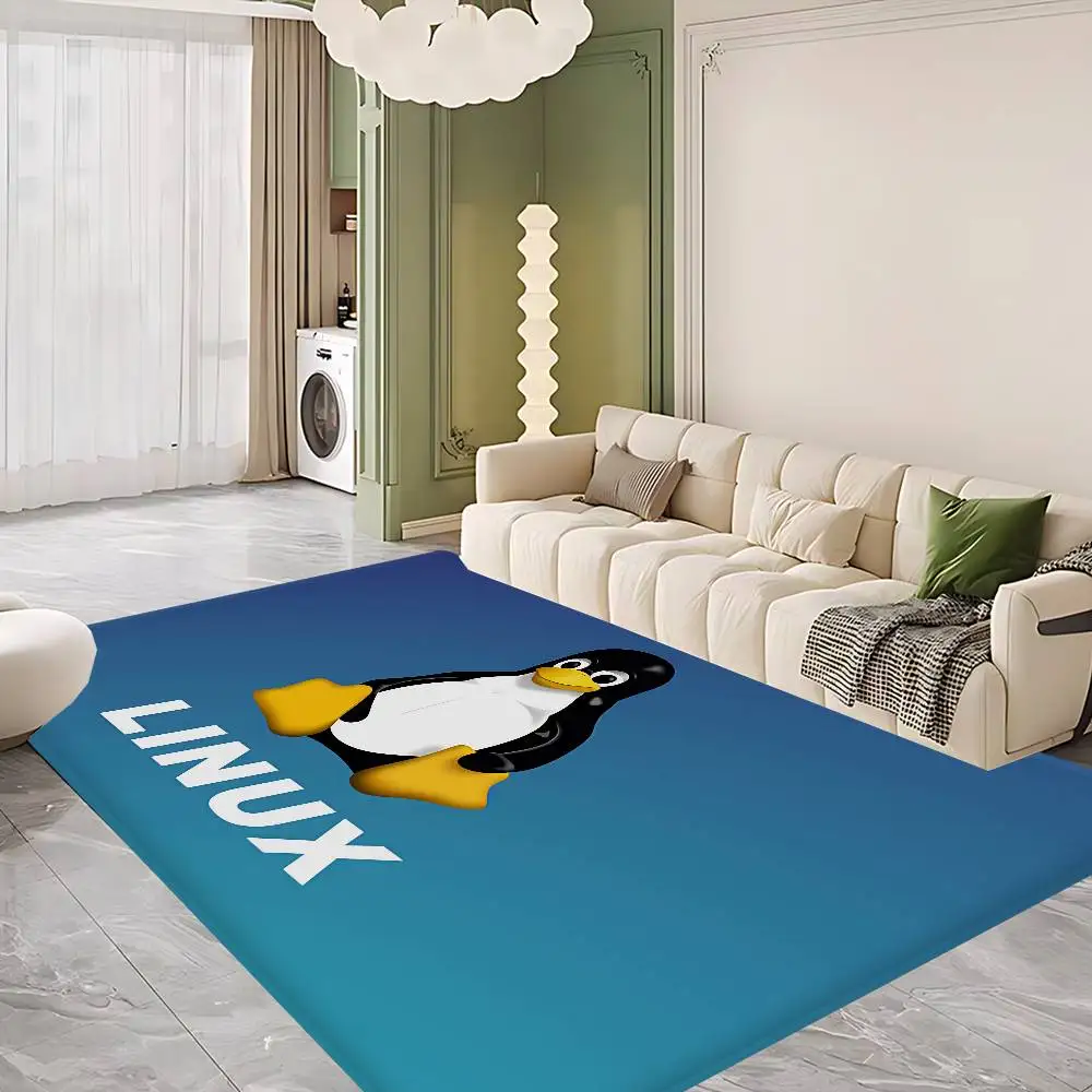 Linux Operating System Tux Penguin Entrance Door Mat Washable Non-Slip Living Room Sofa Chairs Area Mat Kitchen Welcome Doormat