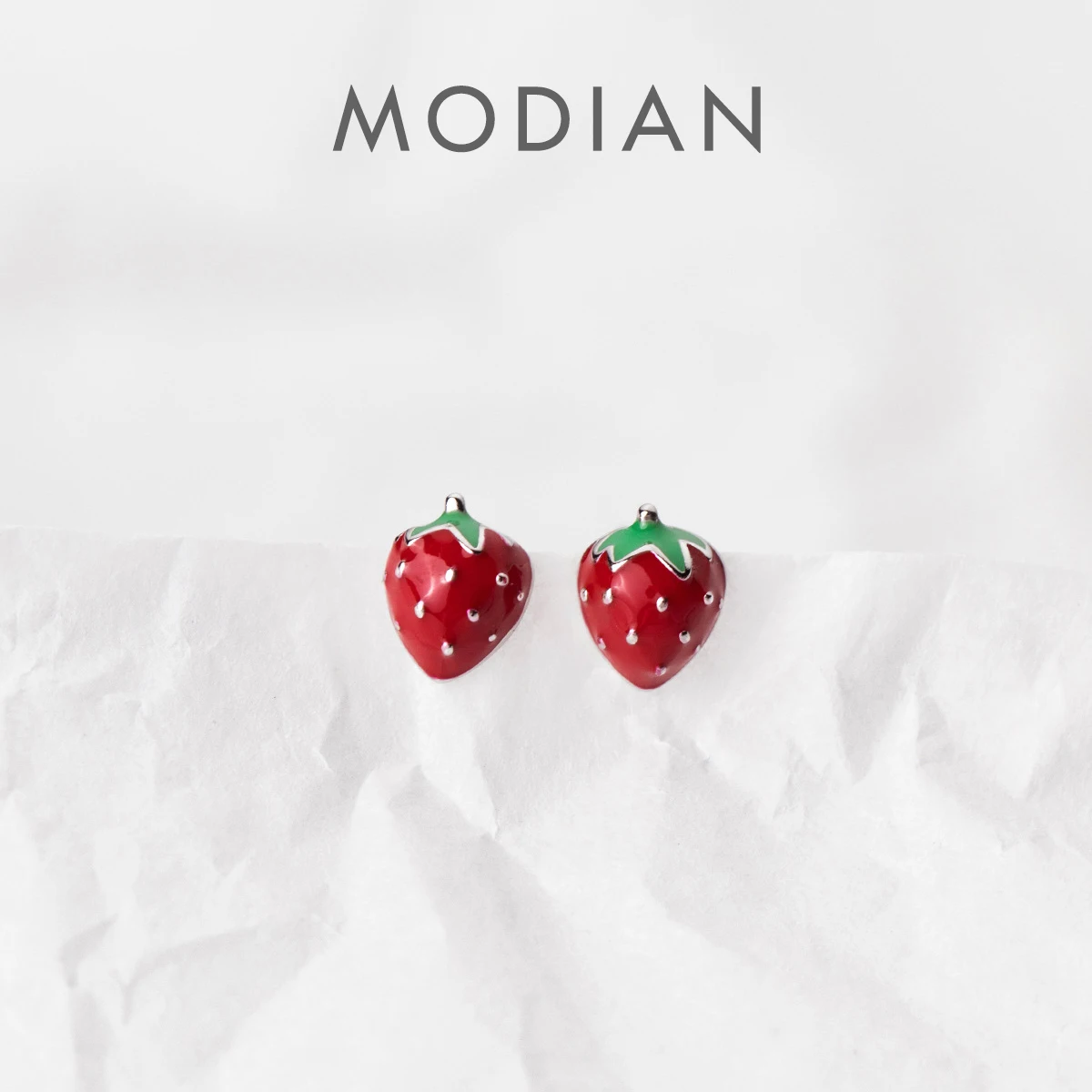 

Modian Charm Fruit Strawberry 925 Sterling Silver Red Enamel Cute Stud Earrings for Women Europe Jewelry 2020 New Orecchini