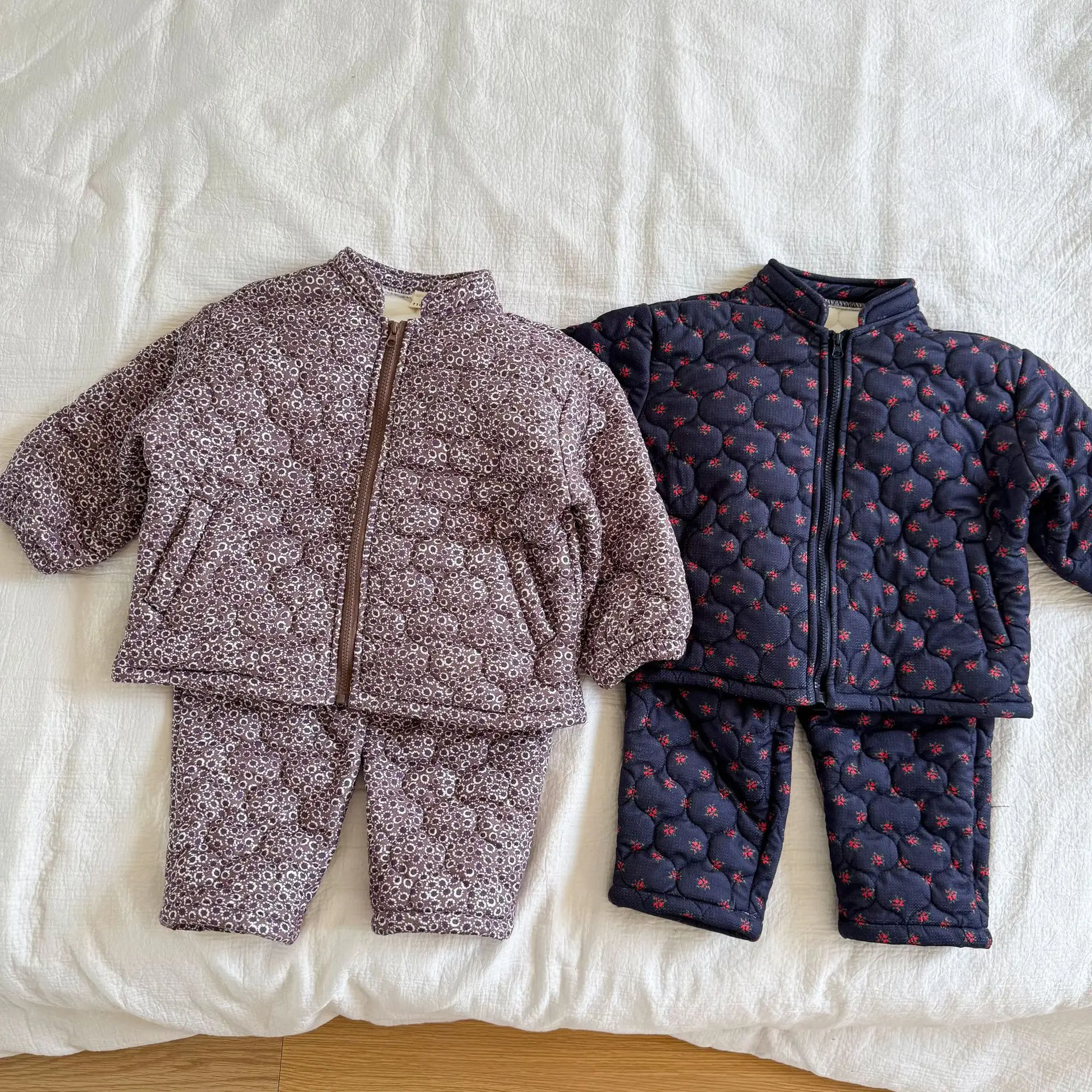 Thick Children's Sets Sleepwear  Autumn Winter Warm Plush Lining Kids Jacket and Pants for Boys and Girls Sets Home Clothing Set