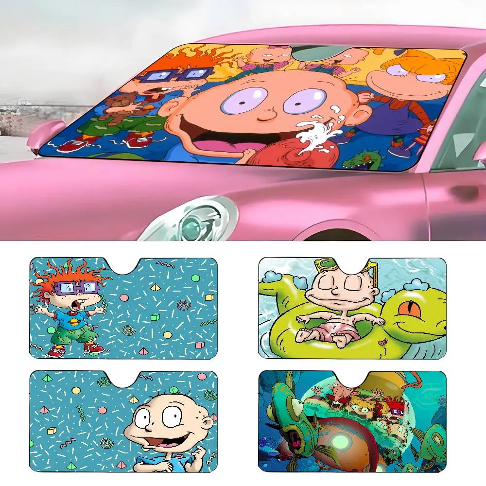 

Забавный мультяшный R-RUGRATS, милый автомобильный солнцезащитный козырек, лобовое стекло, защита от ультрафиолета, передний солнцезащитный козырек, охлаждающая защита для салона автомобиля