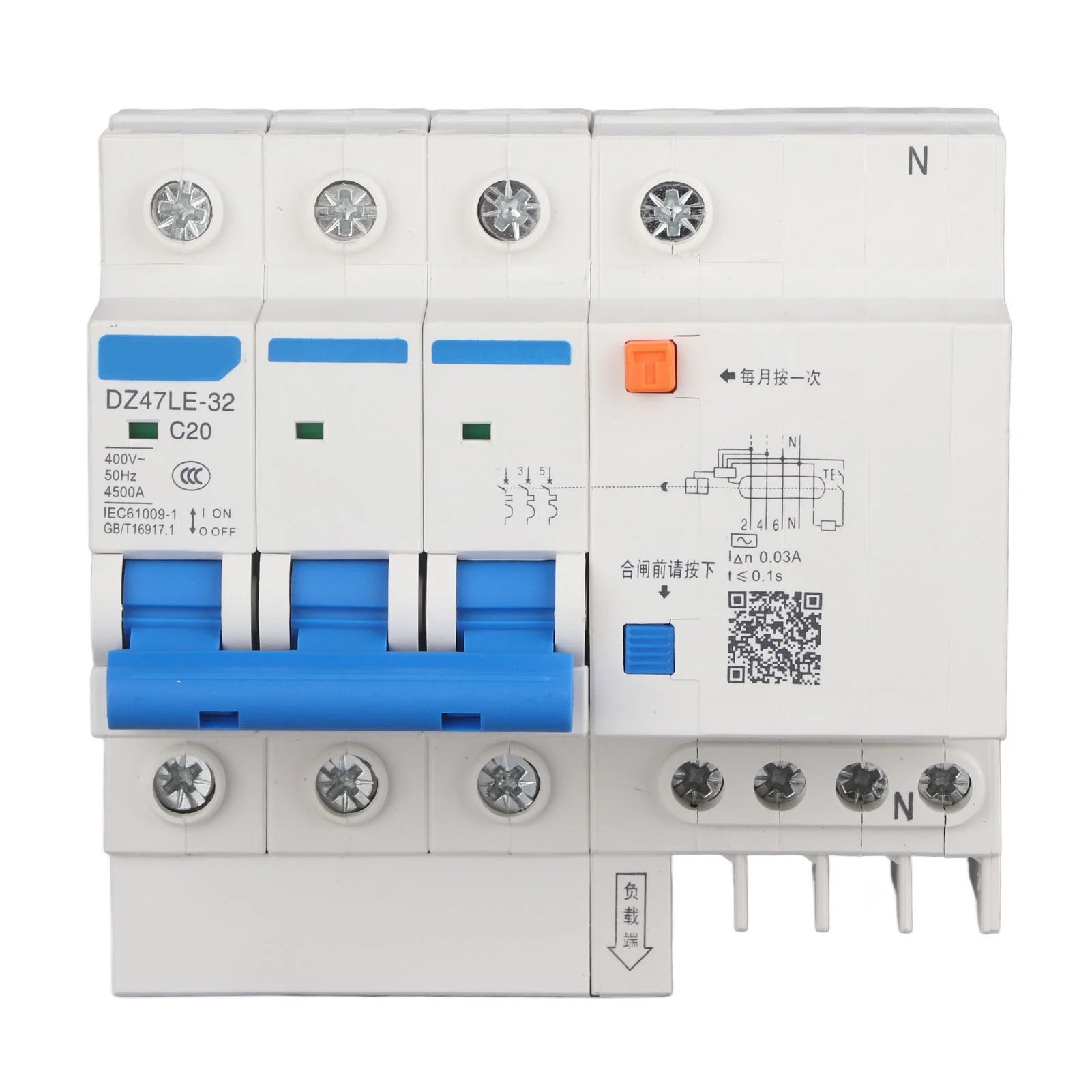 DZ47LE 32 3P+N C20 Leakage Protection Current Circuit Breaker 400V 20A