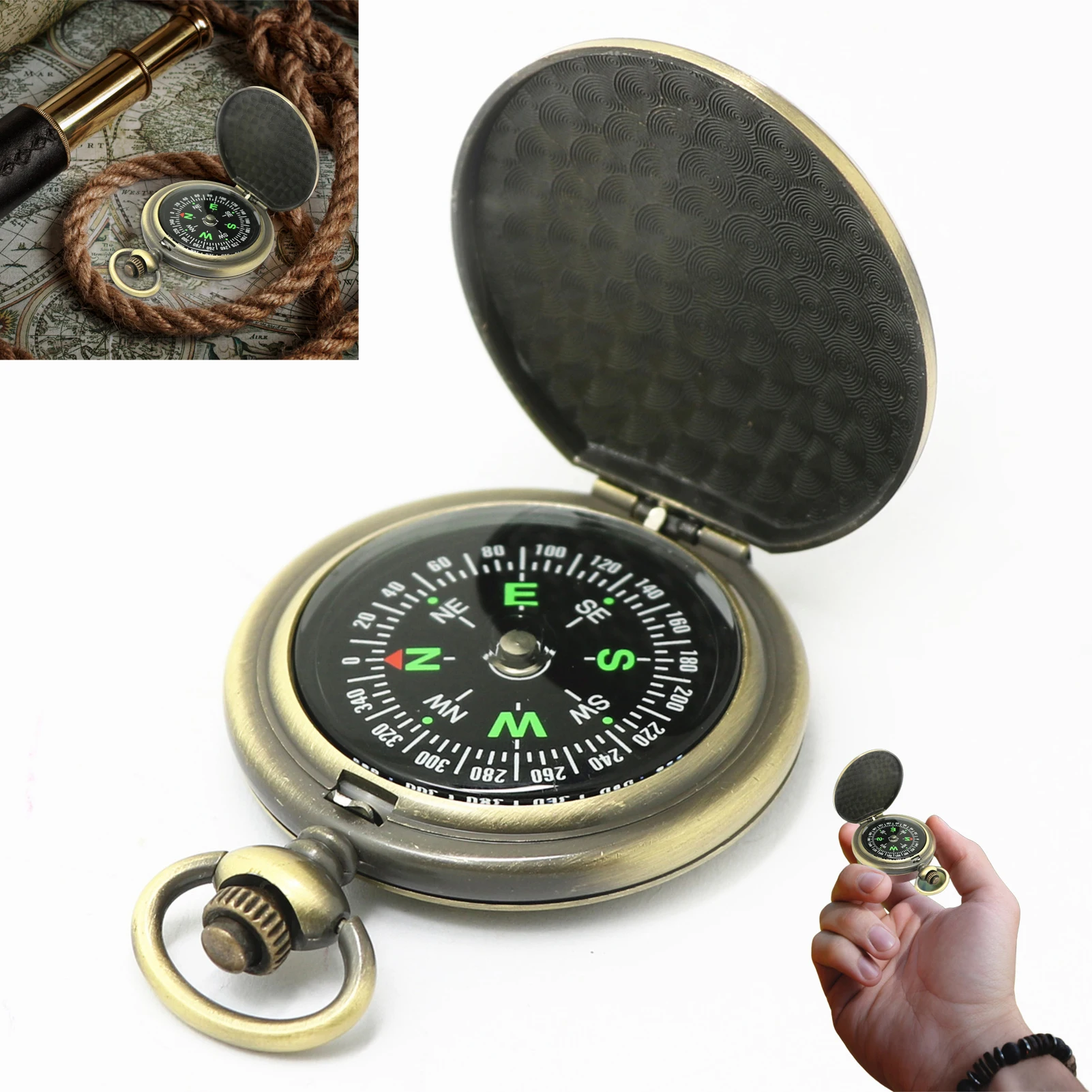 Vintage Pocket  Portable Zinc Alloy Outdoor Camping Hiking Tool Suitable for Mountain Motoring