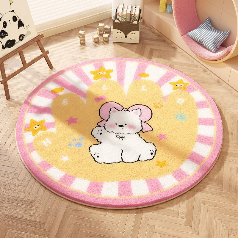 VIKAMA Imitation Cashmere Carpet New Round Bedroom Bedside Cradle Pad Soft And Comfortable Living Room Rug Home Decoration