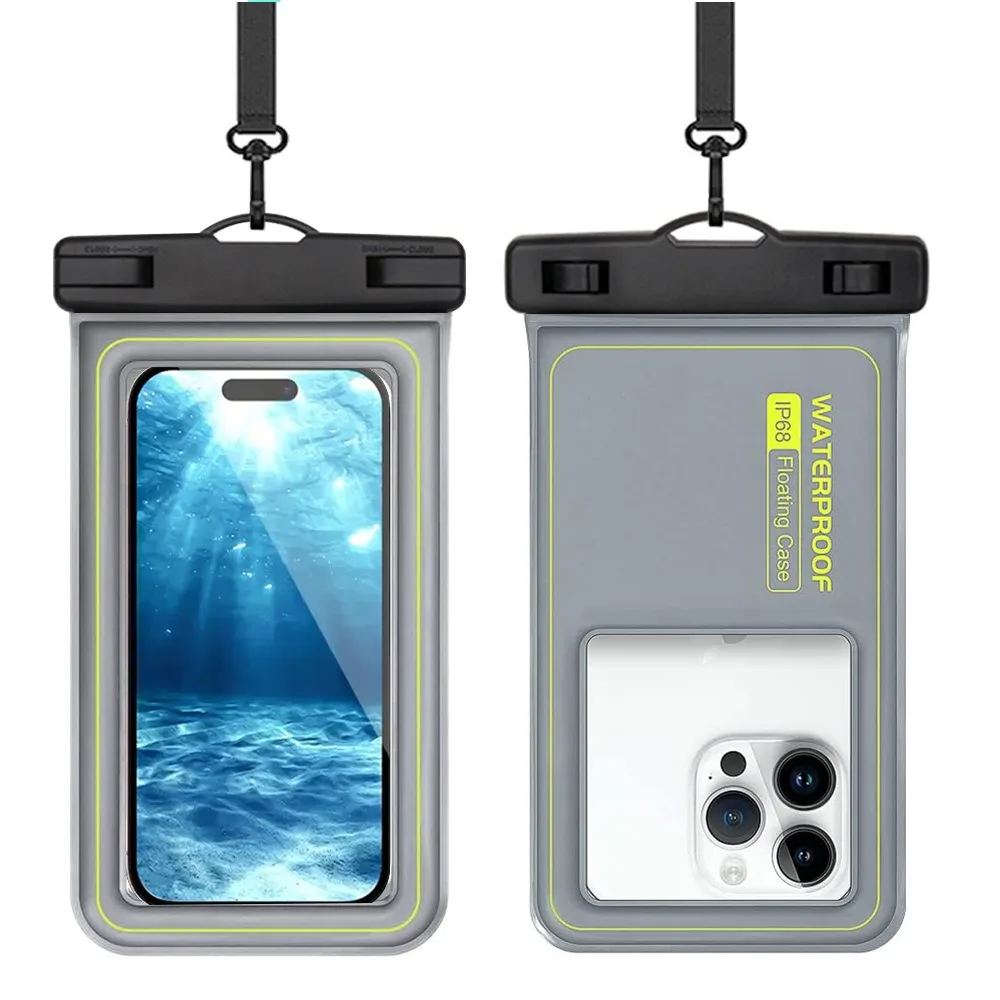 Bubble Float wasserdichte Handyhülle mit abnehmbarem Riemen, Touchscreen, Crossbody-Schwimm-Aufbewahrungstasche, ultradünn, universell