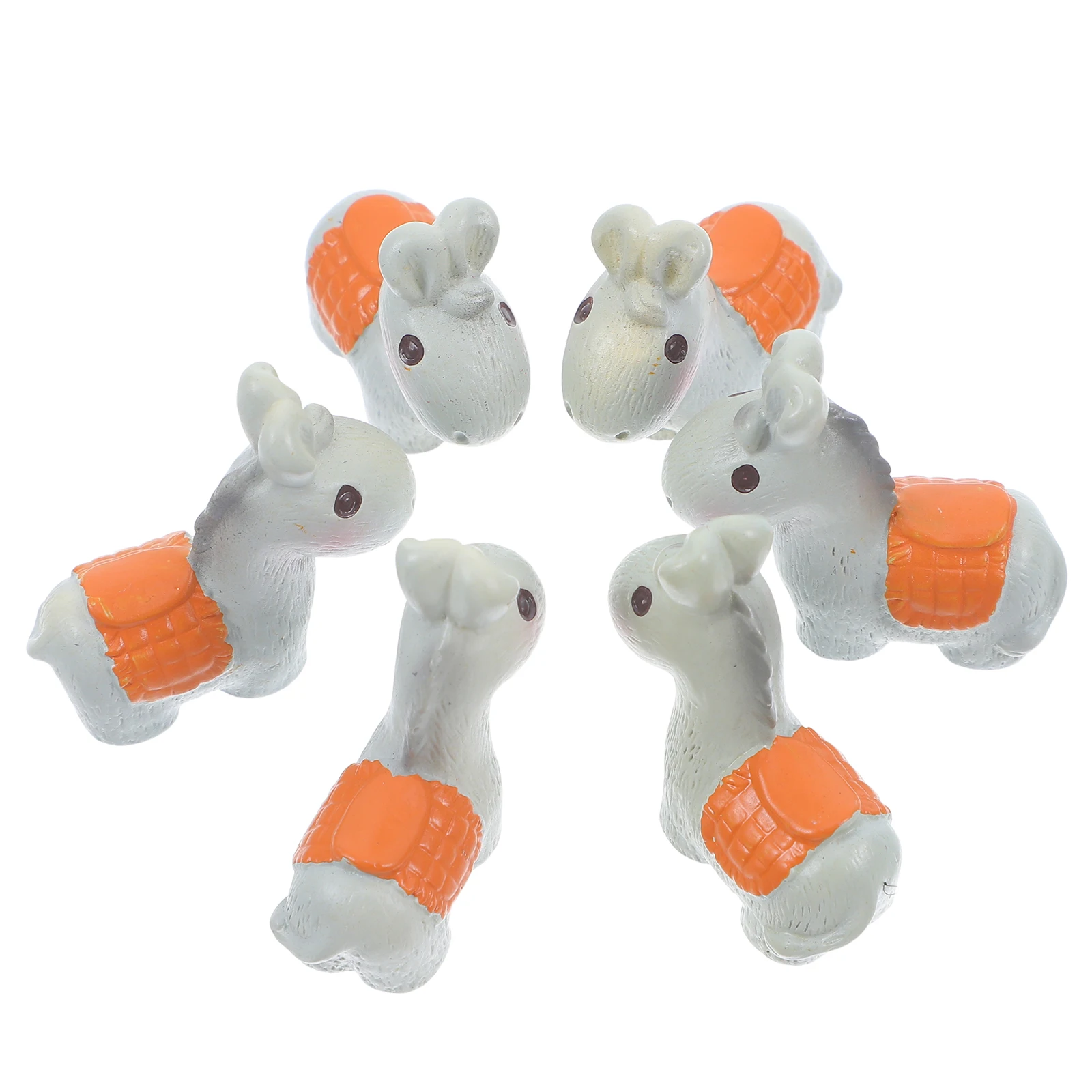 

6pcs Mini Donkey Figurines Resin Animal Statues Farm Decor Desk Accessories DIY Craft Project Supplies