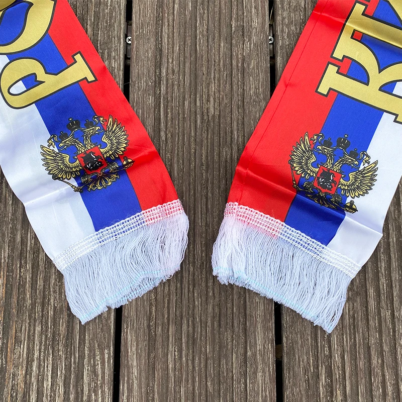 xvggdg  14*130cm  Russia flag Custom Scarf football team  Scarf Printing Satin Russian Flag Scarf