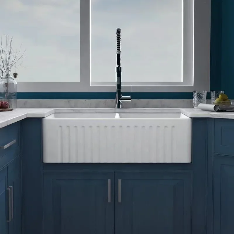 

33" L X 18" W Double Basin Farmhouse Kitchen Sink