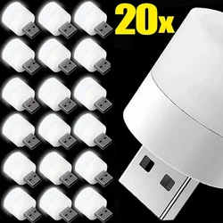 1-20PCS Mini USB LED Plug Lamp Portable Eye Protection Book Reading Light Small Round Car Bulb Computer Mobile Power Lamps