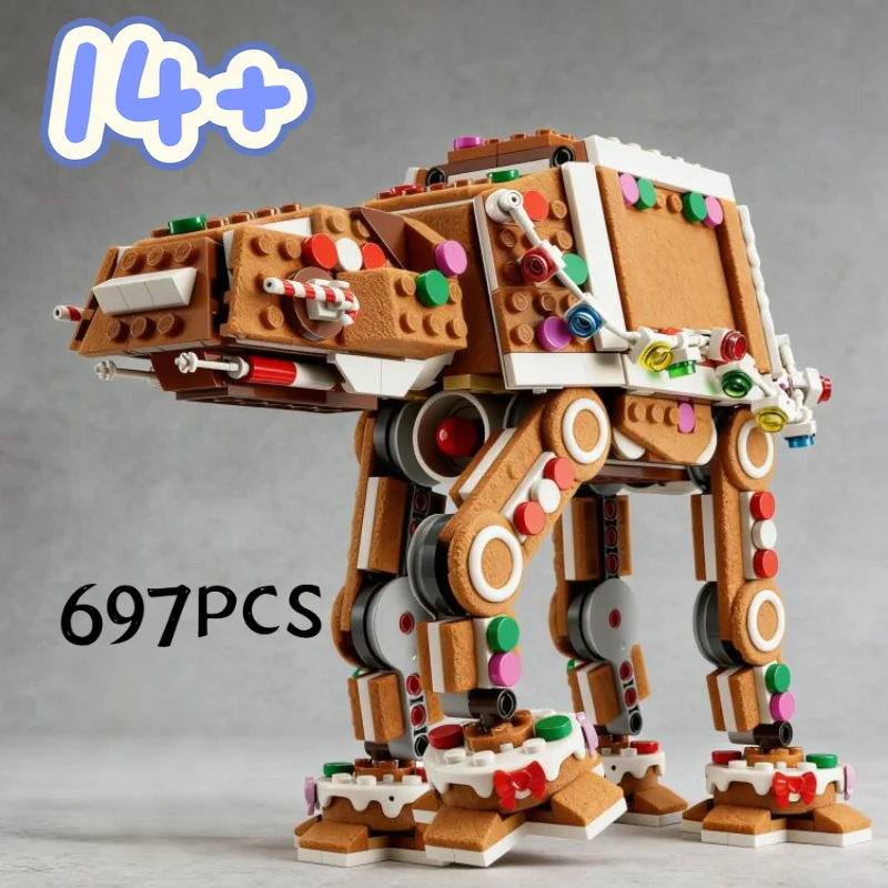 

НОВИНКА 2026: Конструктор Walker Snowspeeders Star Movie, серия «Рождественский имбирный пряник», космический корабль 40806, 697 деталей, для детей и взрослых