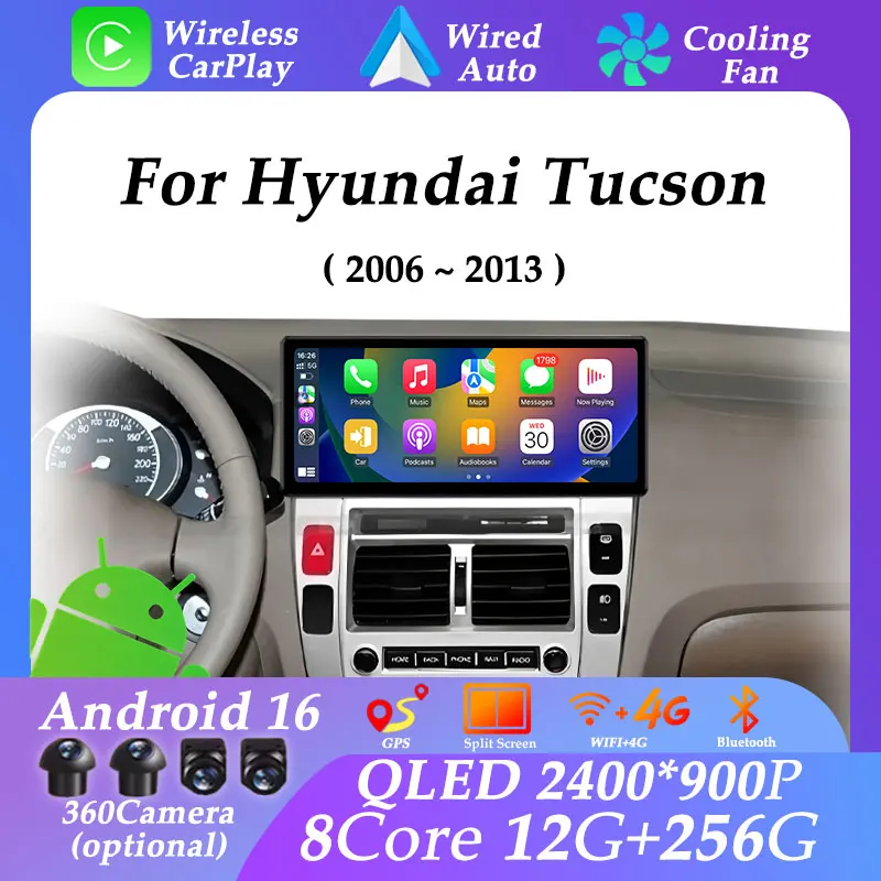 

GPS Navi for Hyundai Tucson 2006 - 2013 Android 16 Split Screen Carplay UItra-thin Screen 12.3 inch Head Unit Multimedia Player