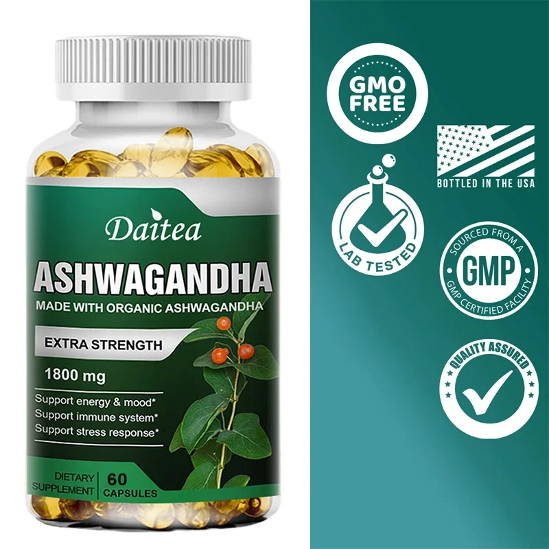 Made with organic ashwagandha to enhance energy, strength, stamina, help men and women relieve anxiety and stress (1-10bottle)