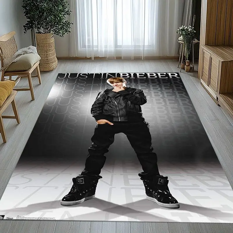 Fashion Justin B-Bieber Singer Living Room Non-Slip Area Rug Soft Carpet for Bedroom  Playroom Sofa,Home Decor Doormat Gift