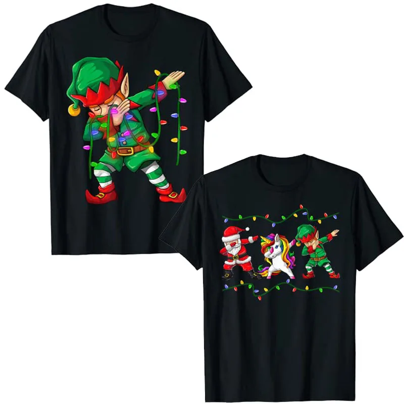 

Dabbing Santa Elf Unicorn Christmas Costume Squad Kids Boys Men Xmas Gifts T-Shirt Funny Dabbing-Elf Family Matching Tee Tops