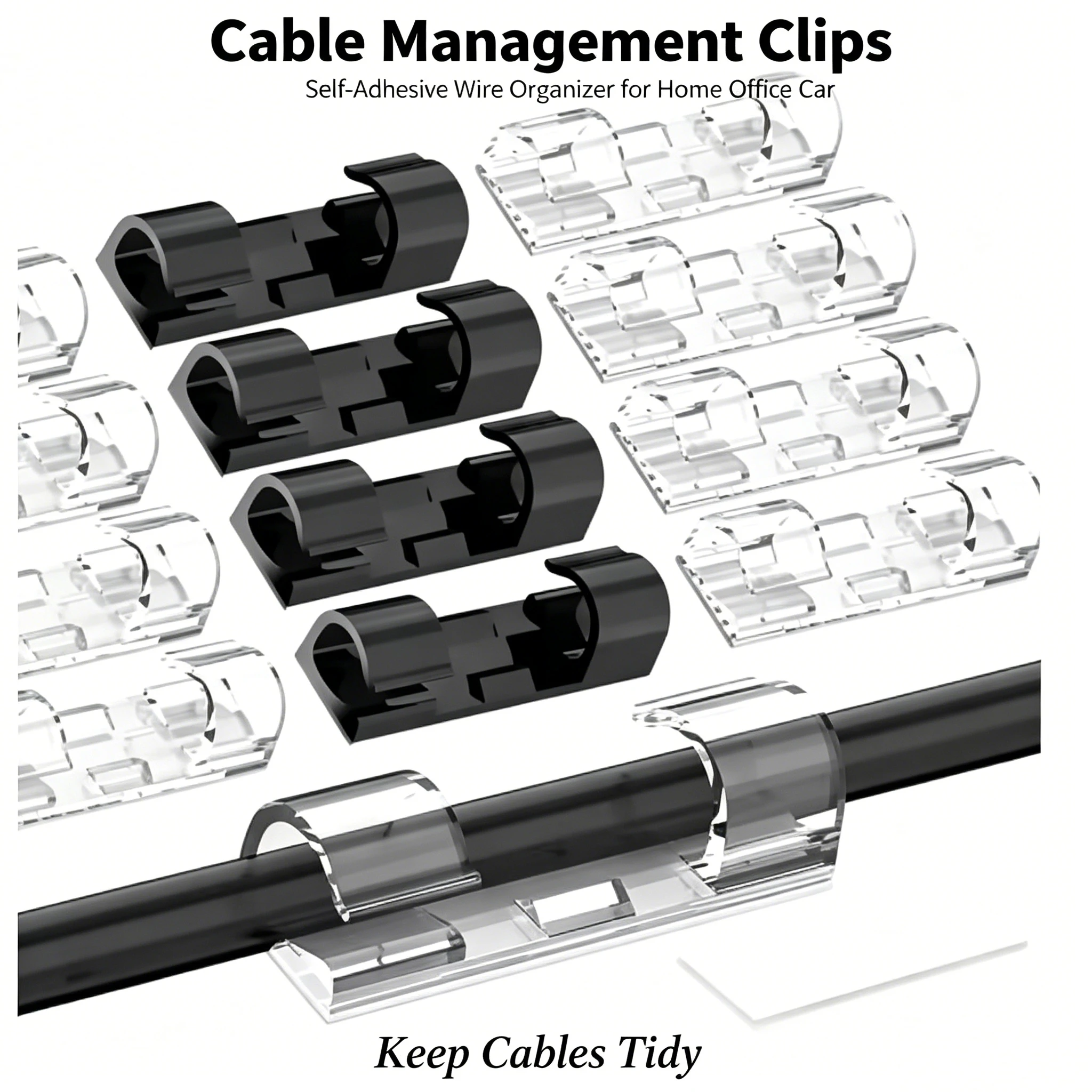 Cable Clips Organizer Drop Wire Holder Cord Management Self-Adhesive Cable Manager Fixed Clamp Wire Winder For Home Office Car