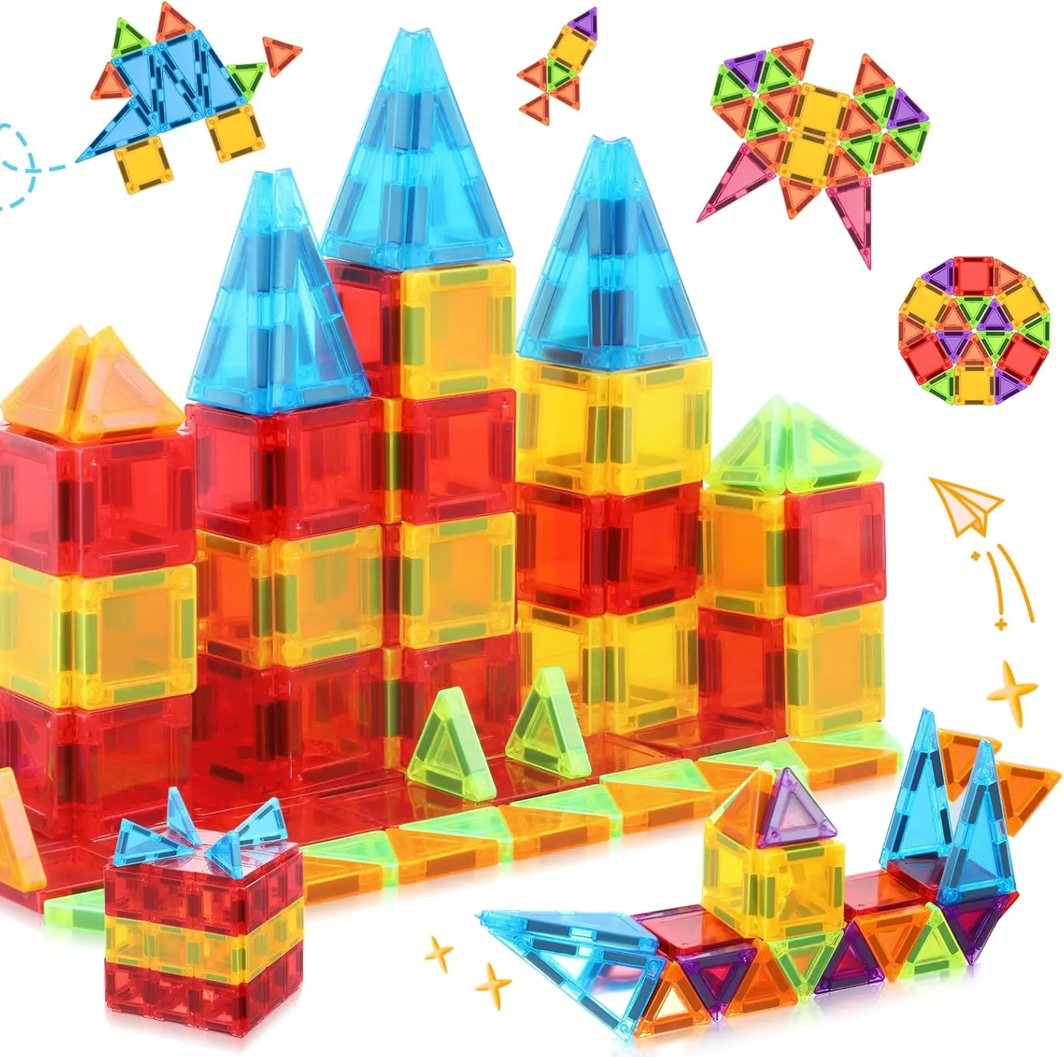 

Magnetic Tiles, Travel Mini Magnetic Tiles, STEM Building Blocks Sets, Construction Magnatiles Travel Set Toys for Boys Girls Ki
