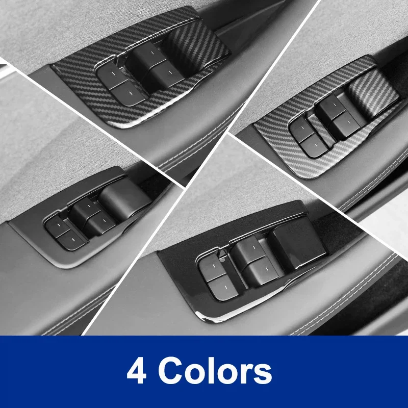 ل تسلا نموذج 3 هايلاند 2024 نافذة الباب رفع التبديل زر غطاء إطاري الديكور الكسوة ملصق لوحة الملحقات الداخلية