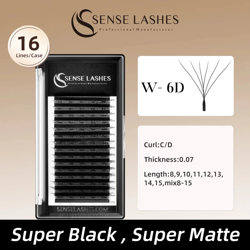 

SENSE LASHES 6D W Shape Eyelash Premade Volume Fan Lashes Automatic Flowering Natural Soft Light Full Dense Eyelash Extensions