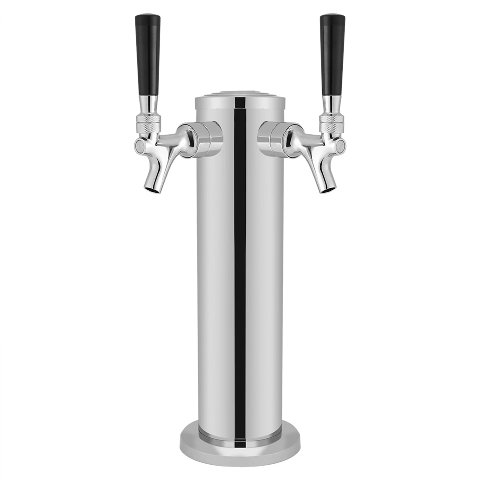 

Beer Tower Dual Taps Stainless Steel Draft Beer Tower Dispense Drinking Chrome Faucet for Home Bar Pub Use