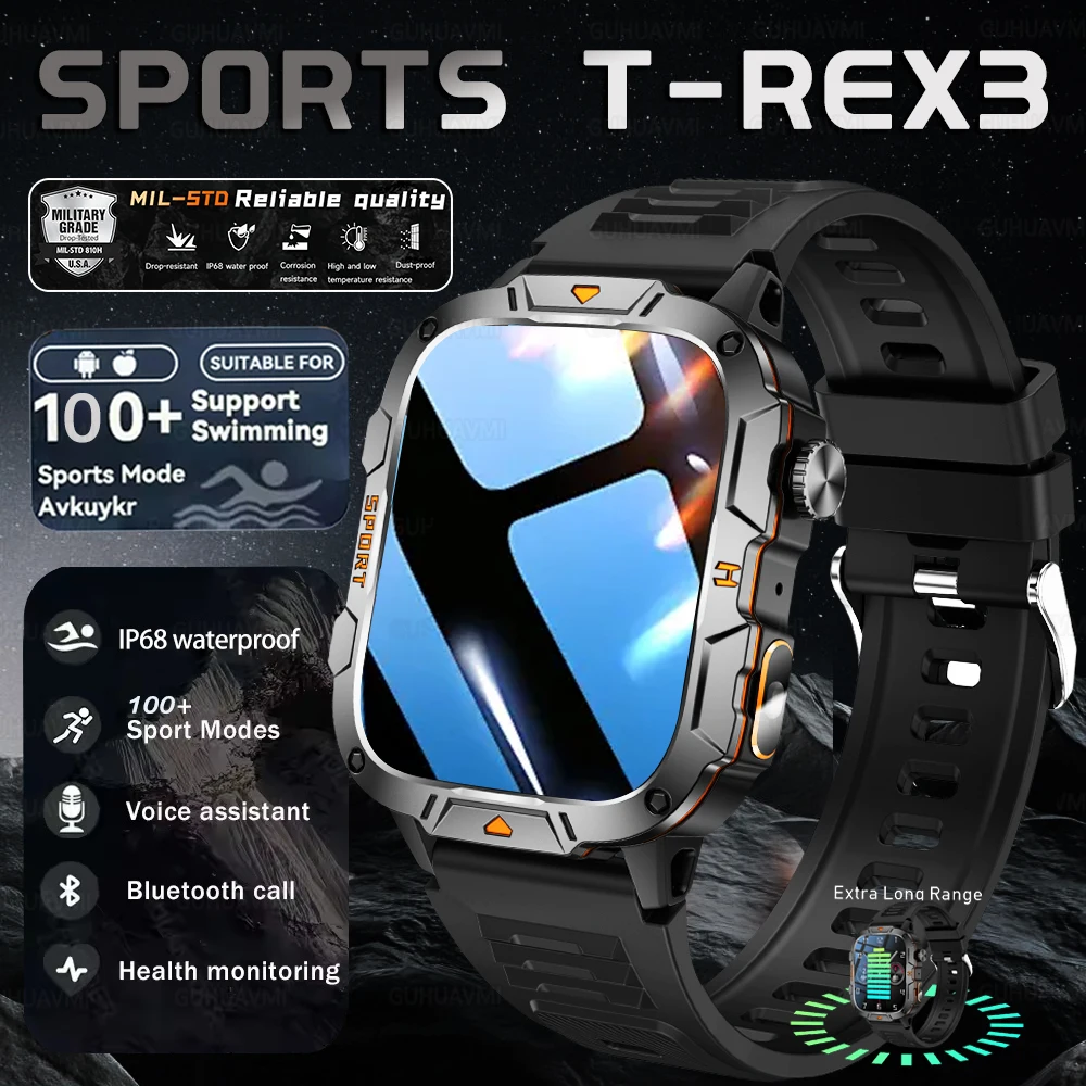 

2025 NEW Best seller Military Smart Watch Men Health Monitor 5ATM Waterproof Outdoor Sport Tracker BT Voice Call Smartwatch Men
