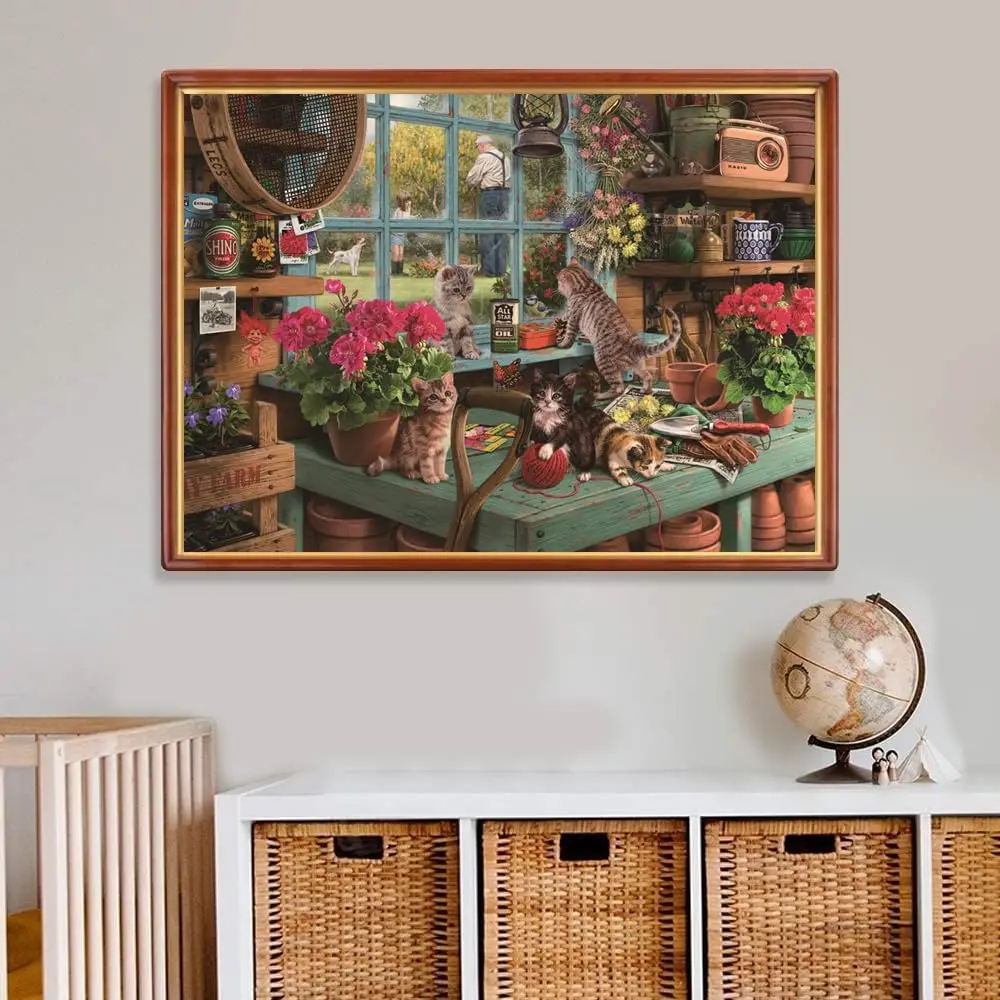 500 Pieces Jigsaw Puzzle Naughty Cats Woode Puzzle Unique Gift for Adult Kids Friend Animal Lover Home Office Bedroom Wall Decor