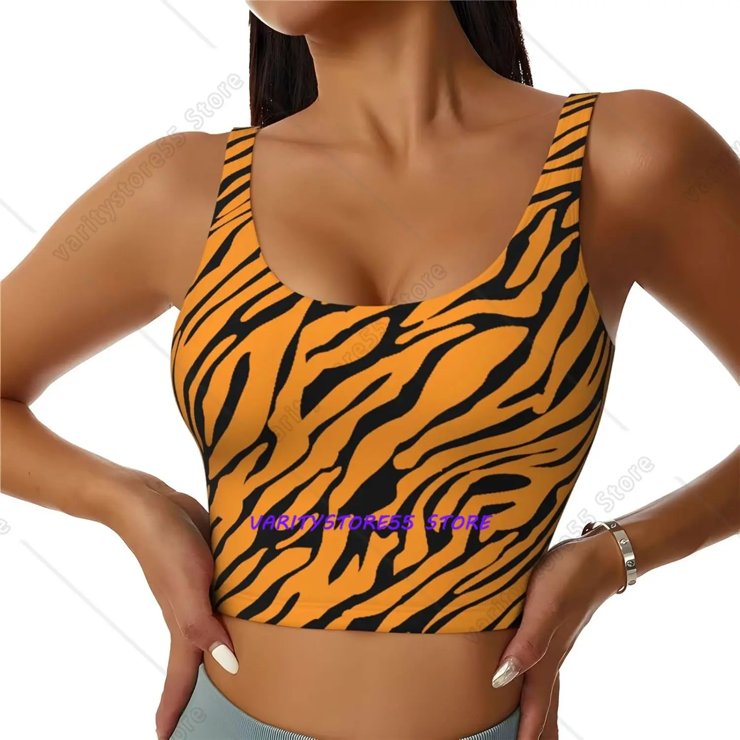 Tiger Stripes Women's Sports Tank Tops Sleeveless Vest Shirts Fitness Top